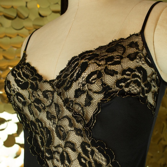 Metallic Lace Colesce Collection Black + Gold Slip - Picture 8 of 8